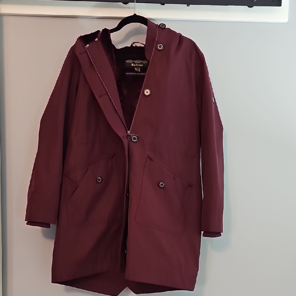 Barbour Women's Burgundy Hooded Raincoat